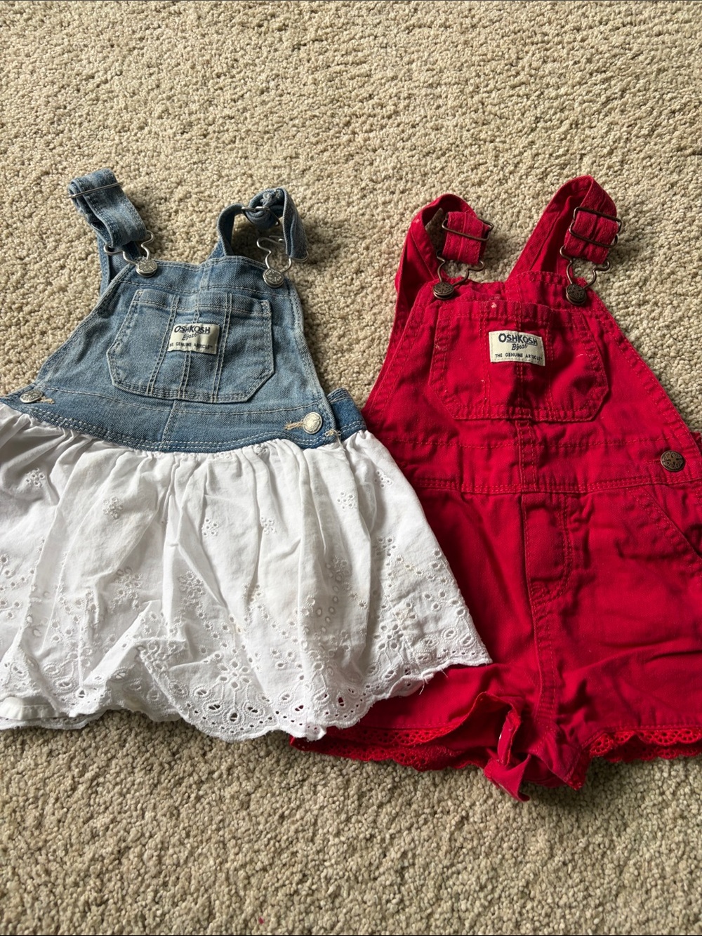 OshKosh B'gosh Denim & Red Girls Romper Set